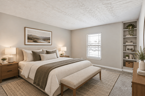 Louisville apartment for rent - A bedroom with a large bed and a window.