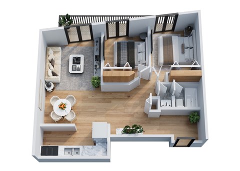 Floor plan for 2 beds, 1 bath, 850 sqft