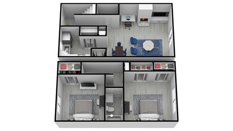 Floor plan for 2 beds, 1.5 baths, 1096 sqft