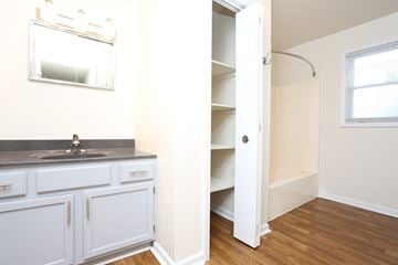 Evansville apartment for rent - A kitchen with a sink and cabinets.