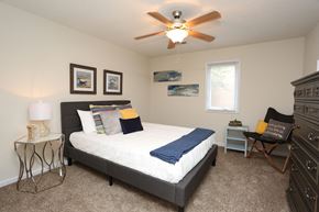 Evansville apartment for rent - this is a photo of the bedroom of a 2 bedroom apartment at deer hill apartments in c