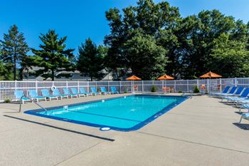Beautifully designed outdoor swimming pool with sundeck