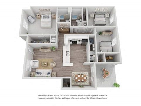 Floor plan for 3 beds, 2 baths, 1180 sqft