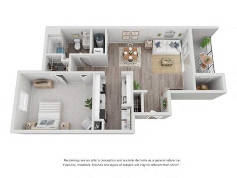 Floor plan for 1 bed, 1 bath, 700 sqft