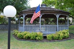 Austin apartment for rent - A gazebo with an American flag hanging from the roof.