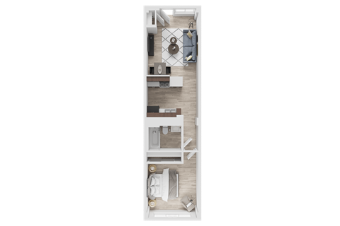 Floor plan for 1 bed, 1 bath, 546 sqft