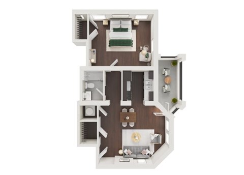 Floor plan for 1 bed, 1 bath