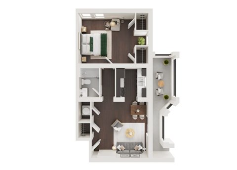 Floor plan for 1 bed, 1 bath