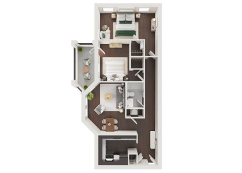 Floor plan for 2 beds, 1 bath