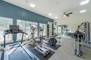 Greensboro apartment for rent - A spacious gym with treadmills, elliptical machines, and other exercise equipment.