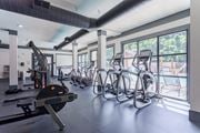 Chattanooga apartment for rent - A gym with a row of treadmills and elliptical machines.