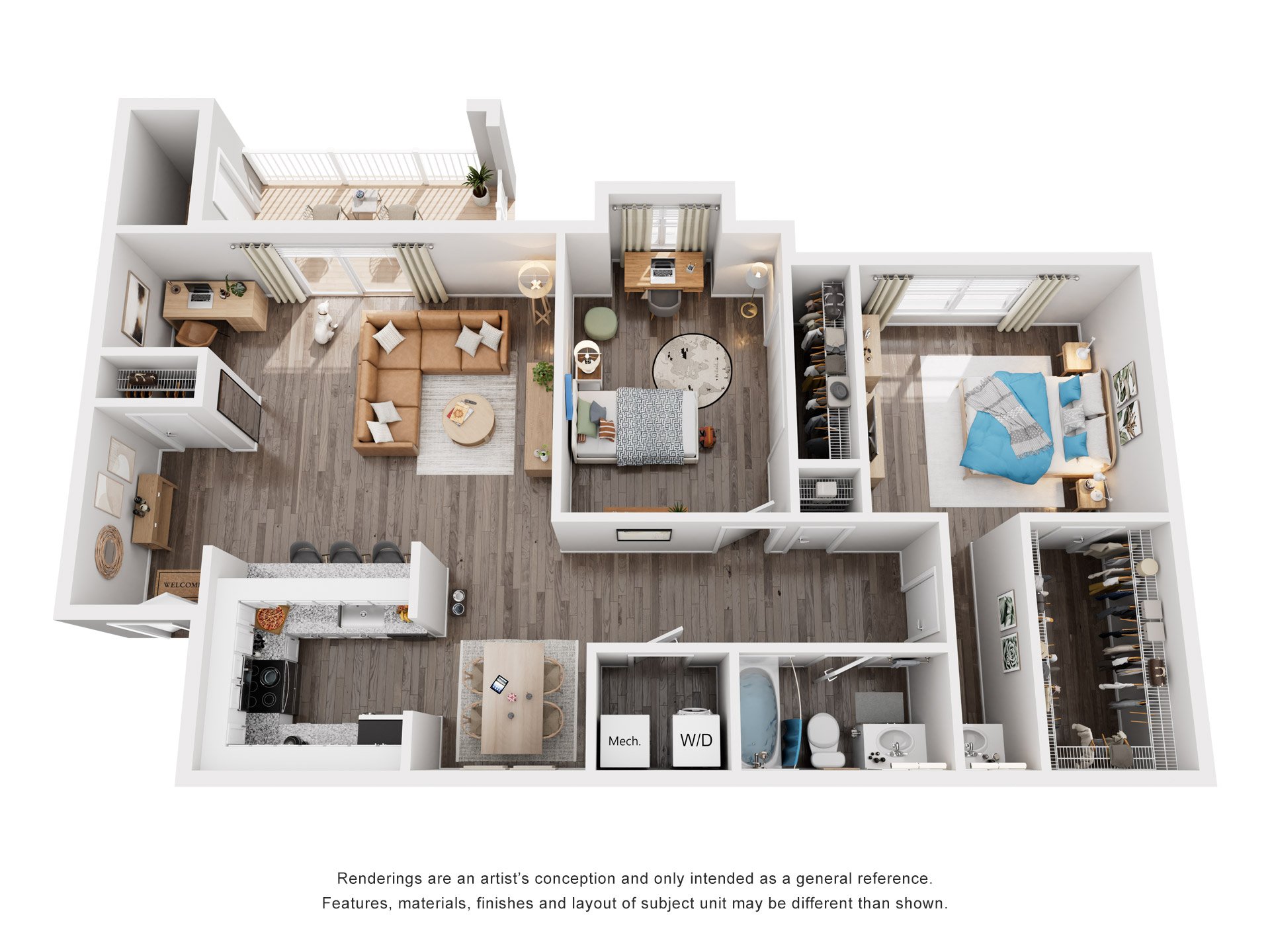 Floor plan for 2 beds, 1 bath, 825 sqft
