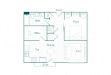 Floor plan for 1 bed, 1 bath, 711 sqft