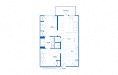 Floor plan for 1 bed, 1 bath, 688 sqft