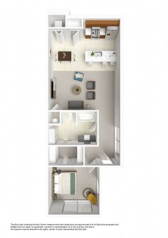 Floor plan for 1 bed, 1 bath, 830 sqft