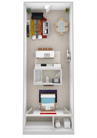 Floor plan for studio, 1 bath, 990 sqft