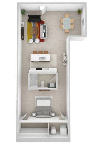 Floor plan for studio, 1 bath, 1040 sqft
