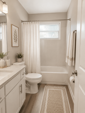 Columbus apartment for rent - A white bathroom with a toilet, sink, and bathtub.