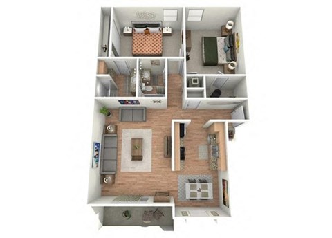 Floor plan for 2 beds, 2 baths, 1004 sqft