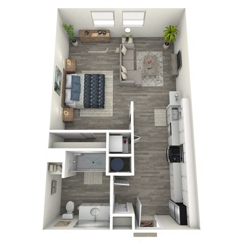 Floor plan for studio, 1 bath, 549 sqft