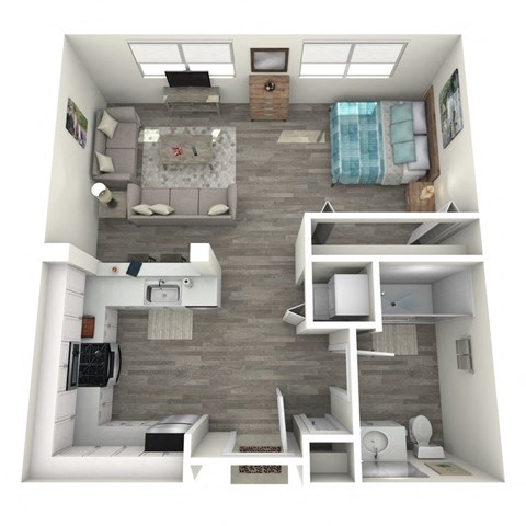 Floor plan for studio, 1 bath, 549 sqft