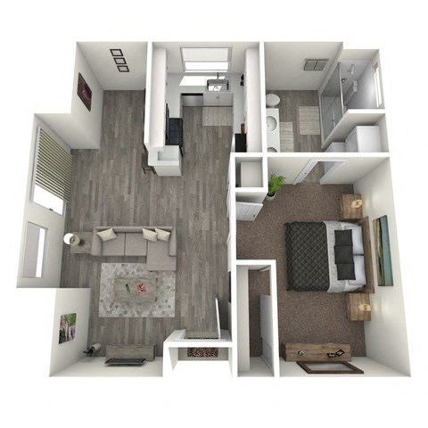 Floor plan for 1 bed, 1 bath, 640 sqft
