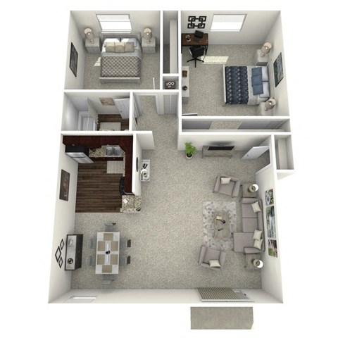 Floor plan for 2 beds, 1 bath, 700 sqft