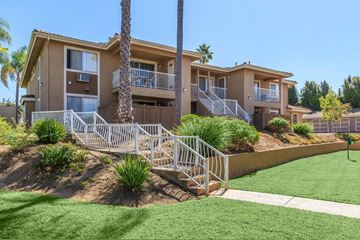 Vista apartment for rent - A building with a palm tree in front of it.