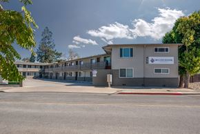 San Jose apartment for rent - Willow Manor apartment building and sign at Willow Manor Apartments, San Jose, California