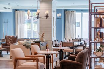 Clubroom with billiards and coffee bar