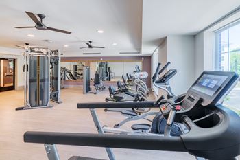 Fitness room with curated fitness classes