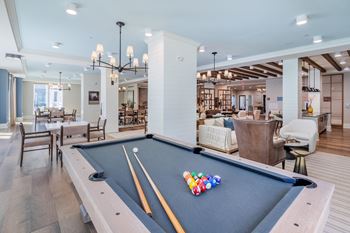 Clubroom with billiards and coffee bar