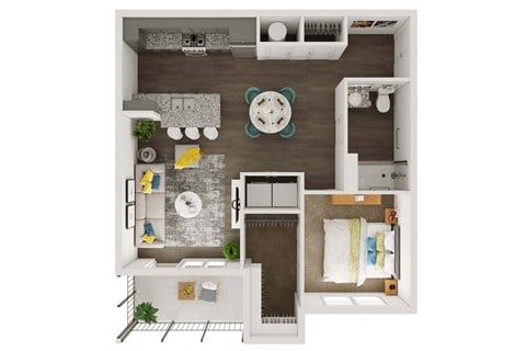 Floor plan for 1 bed, 1 bath, 786 sqft