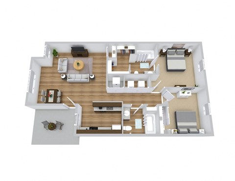 Floor plan for 2 beds, 2 baths, 1120 sqft