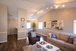 Logansport apartment for rent - Clubhouse living room with a couch chair and coffee table.