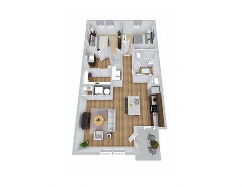 Floor plan for 2 beds, 2 baths, 1203 sqft