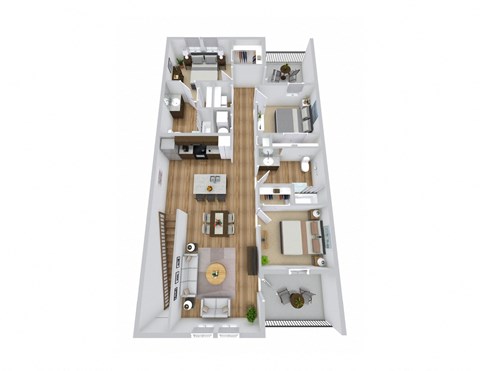 Floor plan for 3 beds, 2 baths, 1385 sqft