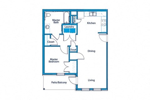 Floor plan for 1 bed, 1 bath, 1335 sqft