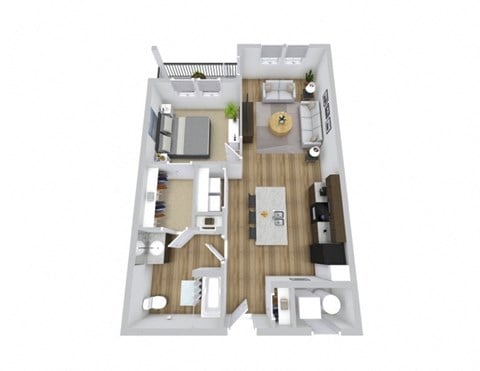 Floor plan for 1 bed, 1 bath, 827 sqft