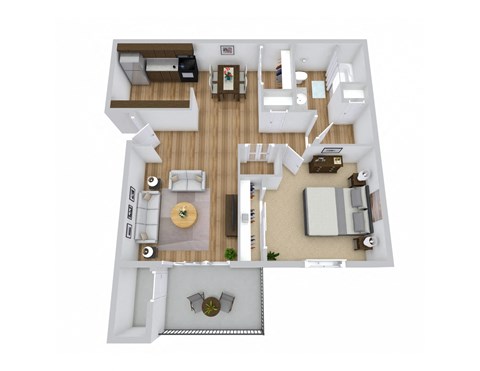 Floor plan for 1 bed, 1 bath, 654 sqft