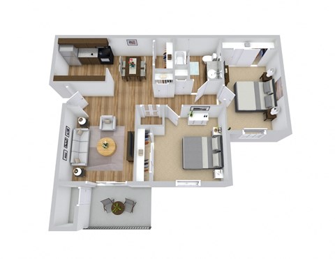Floor plan for 2 beds, 2 baths, 852 sqft