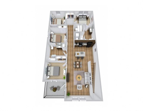Floor plan for 4 beds, 2 baths, 1380 sqft