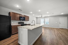 San Marcos apartment for rent - a kitchen with a large island and a black refrigerator