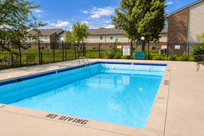 La Porte apartment for rent - A pool with a black fence and a sign that says "No Diving".