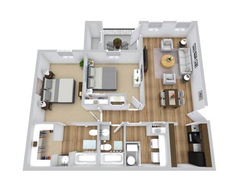 Floor plan for 2 beds, 2 baths, 920 sqft