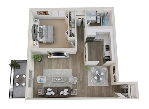 Floor plan for 1 bed, 1 bath, 785 sqft