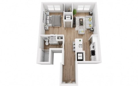 Floor plan for studio, 1 bath