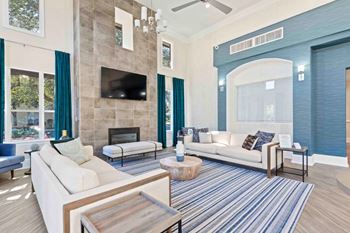 Clubroom with fireplace