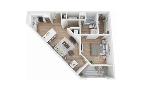 Floor plan for 1 bed, 1 bath, 815 sqft