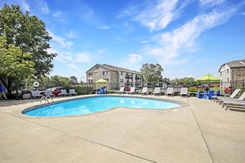 Heart shaped blue cool swimming pool